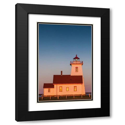 Canada-Prince Edward Island-Wood Islands-Wood Islands Lighthouse-sunset Black Modern Wood Framed Art Print with Double Matting by Bibikow, Walter