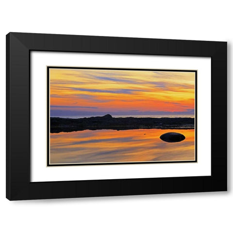Canada, Quebec Reflection on water at sunset Black Modern Wood Framed Art Print with Double Matting by Grandmaison, Mike