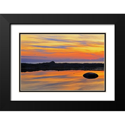 Canada, Quebec Reflection on water at sunset Black Modern Wood Framed Art Print with Double Matting by Grandmaison, Mike