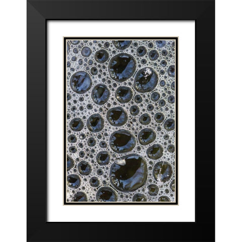 Canada, Quebec Foam caught under ice Black Modern Wood Framed Art Print with Double Matting by Delisle, Gilles