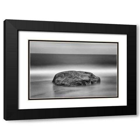 Canada-Quebec-Pointe-aux-Anglais Rock on shore of Gulf of St Lawrence Black Modern Wood Framed Art Print with Double Matting by Jaynes Gallery