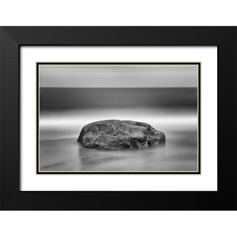 Canada-Quebec-Pointe-aux-Anglais Rock on shore of Gulf of St Lawrence Black Modern Wood Framed Art Print with Double Matting by Jaynes Gallery