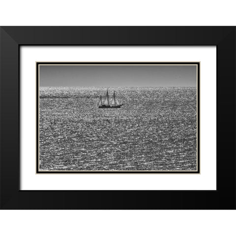 Canada-Quebec-LAnse-Pleureuse Sailboat on Gulf of St Lawrence Black Modern Wood Framed Art Print with Double Matting by Jaynes Gallery