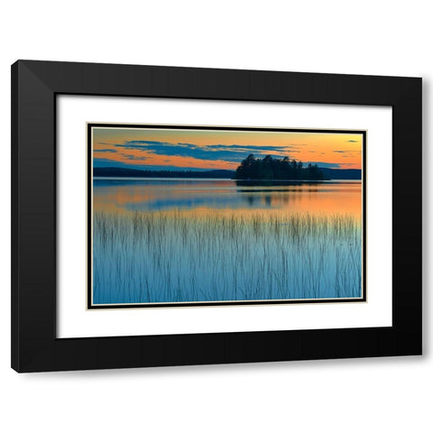 Canada-Quebec-Belleterre Sunset reflection on Lac des Sables Black Modern Wood Framed Art Print with Double Matting by Jaynes Gallery