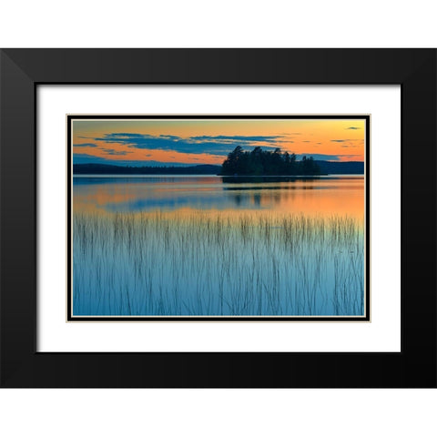 Canada-Quebec-Belleterre Sunset reflection on Lac des Sables Black Modern Wood Framed Art Print with Double Matting by Jaynes Gallery