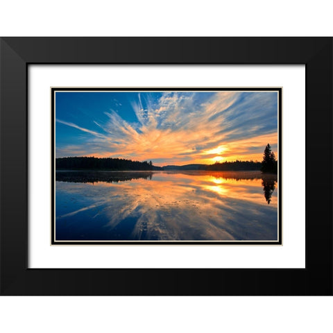 Canada-Quebec-La Mauricie National Park Reflection of clouds in Lac du Fou at sunrise Black Modern Wood Framed Art Print with Double Matting by Jaynes Gallery