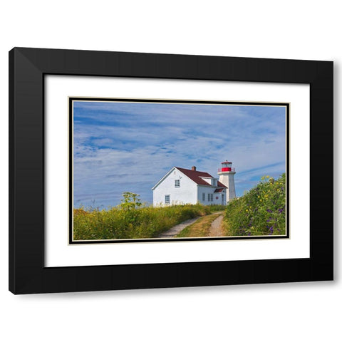 Canada-Quebec-Mingan Archipelago National Park Reserve Lighthouse on I^le aux Perroquets Black Modern Wood Framed Art Print with Double Matting by Jaynes Gallery