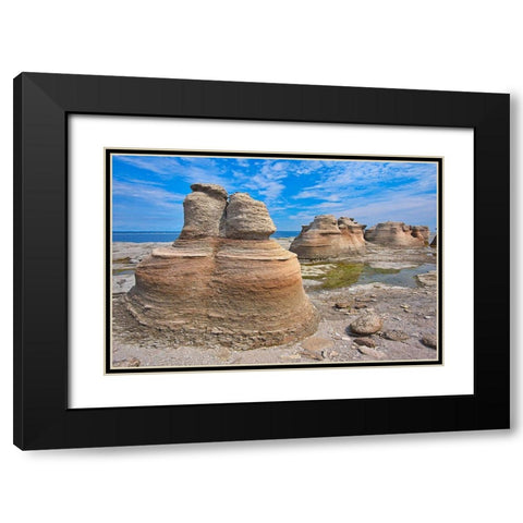 Canada-Quebec-Mingan Archipelago National Park Reserve Eroded rock formations Black Modern Wood Framed Art Print with Double Matting by Jaynes Gallery