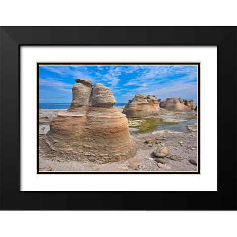 Canada-Quebec-Mingan Archipelago National Park Reserve Eroded rock formations Black Modern Wood Framed Art Print with Double Matting by Jaynes Gallery