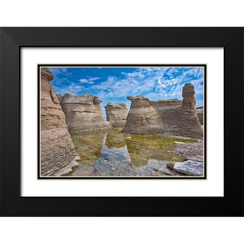 Canada-Quebec-Mingan Archipelago National Park Reserve Eroded rock formations Black Modern Wood Framed Art Print with Double Matting by Jaynes Gallery