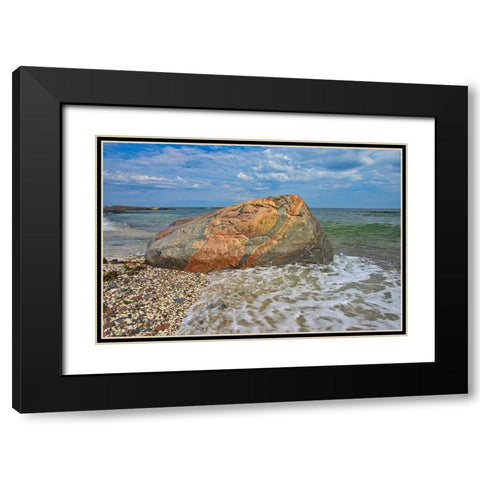 Canada-Quebec-Riviere-au-Tonnerre Rocky shoreline on Gulf of St Lawrence Black Modern Wood Framed Art Print with Double Matting by Jaynes Gallery