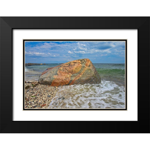 Canada-Quebec-Riviere-au-Tonnerre Rocky shoreline on Gulf of St Lawrence Black Modern Wood Framed Art Print with Double Matting by Jaynes Gallery