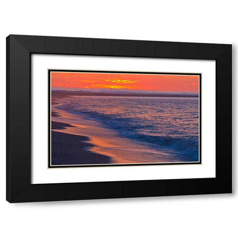 Canada-Quebec-Longue-Pointe-de-Mingan Sunrise along shoreline of Gulf of St Lawrence Black Modern Wood Framed Art Print with Double Matting by Jaynes Gallery