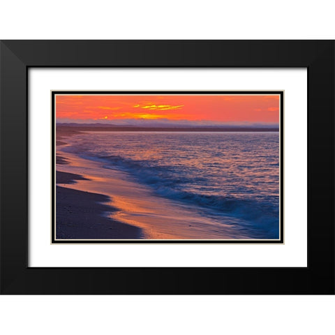 Canada-Quebec-Longue-Pointe-de-Mingan Sunrise along shoreline of Gulf of St Lawrence Black Modern Wood Framed Art Print with Double Matting by Jaynes Gallery