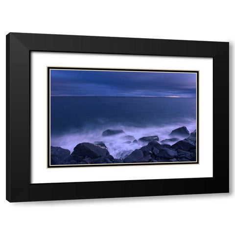 Canada-Quebec-Ruisseau Castor Waves crashing along the shoreline along the Gulf of St Lawrence Black Modern Wood Framed Art Print with Double Matting by Jaynes Gallery