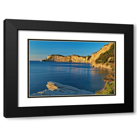 Canada-Quebec-Forillon National Park Limestone cliffs along Gulf of St Lawrence at sunrise Black Modern Wood Framed Art Print with Double Matting by Jaynes Gallery