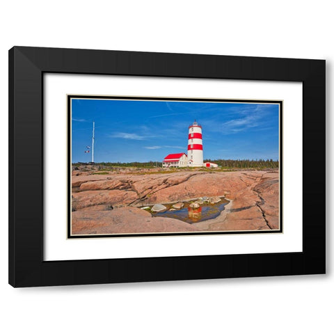 Canada-Quebec-Pointe-des-Monts Lighthouse on shore of St Lawrence River Black Modern Wood Framed Art Print with Double Matting by Jaynes Gallery