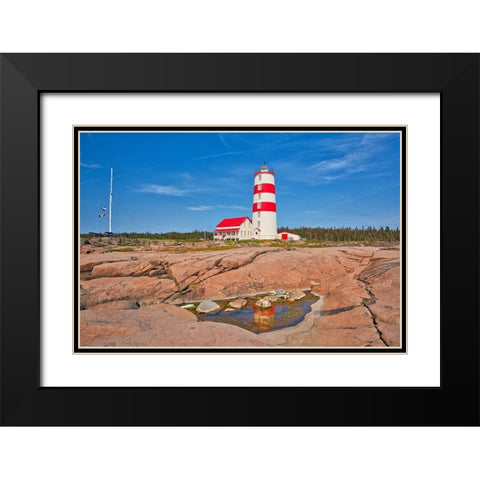 Canada-Quebec-Pointe-des-Monts Lighthouse on shore of St Lawrence River Black Modern Wood Framed Art Print with Double Matting by Jaynes Gallery