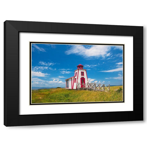 Canada-Quebec-Kamouraska Lighthouse on shore of St Lawrence River Black Modern Wood Framed Art Print with Double Matting by Jaynes Gallery