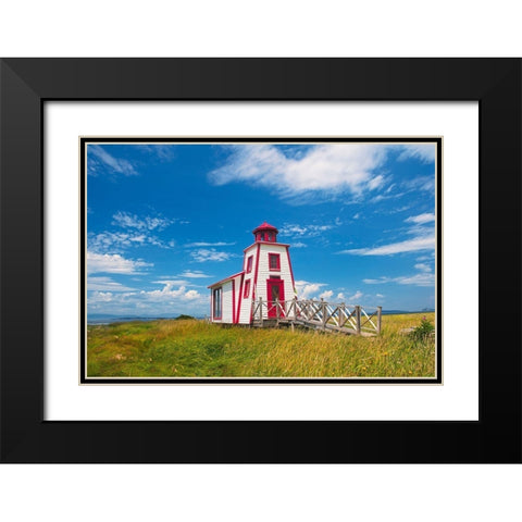 Canada-Quebec-Kamouraska Lighthouse on shore of St Lawrence River Black Modern Wood Framed Art Print with Double Matting by Jaynes Gallery