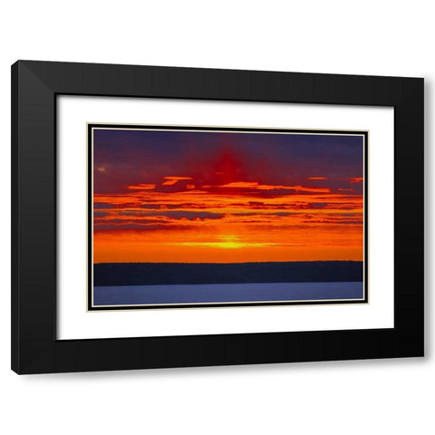 Canada, Prince Albert Sunset over Waskasiuw Lake Black Modern Wood Framed Art Print with Double Matting by Grandmaison, Mike