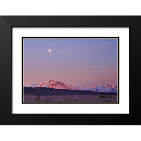Canada, BC, Moonrise over mountains at sunset Black Modern Wood Framed Art Print with Double Matting by Paulson, Don