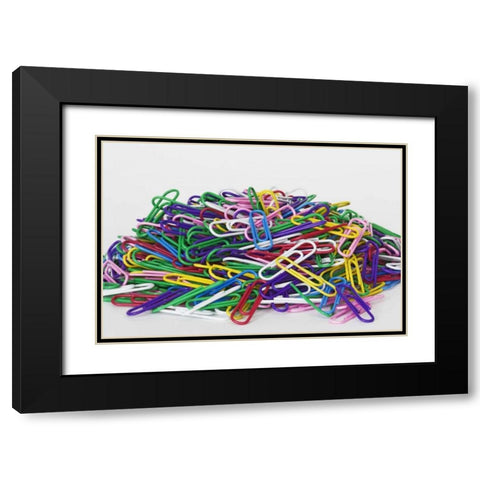 Pile of colored paper clips Black Modern Wood Framed Art Print with Double Matting by Flaherty, Dennis