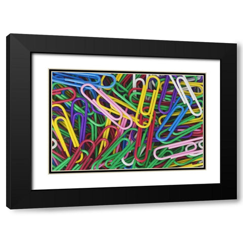 Multicolored paper clips Black Modern Wood Framed Art Print with Double Matting by Flaherty, Dennis