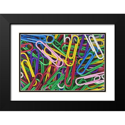 Multicolored paper clips Black Modern Wood Framed Art Print with Double Matting by Flaherty, Dennis