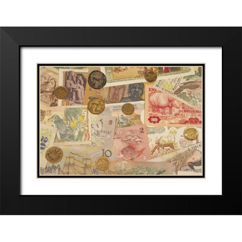 Coins and paper money from various countries Black Modern Wood Framed Art Print with Double Matting by Satushek, Steve