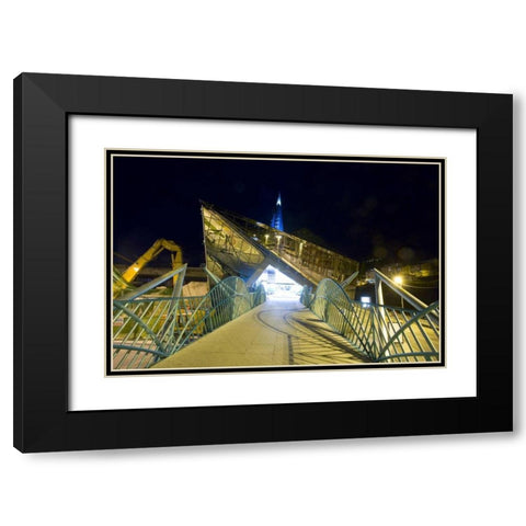 Andorra, Exterior of modern public spa Black Modern Wood Framed Art Print with Double Matting by Zuckerman, Jim