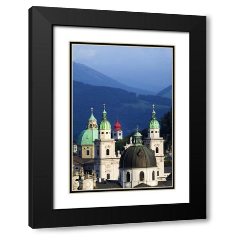 Austria, Salzburg Tower domes in city scenic Black Modern Wood Framed Art Print with Double Matting by Flaherty, Dennis