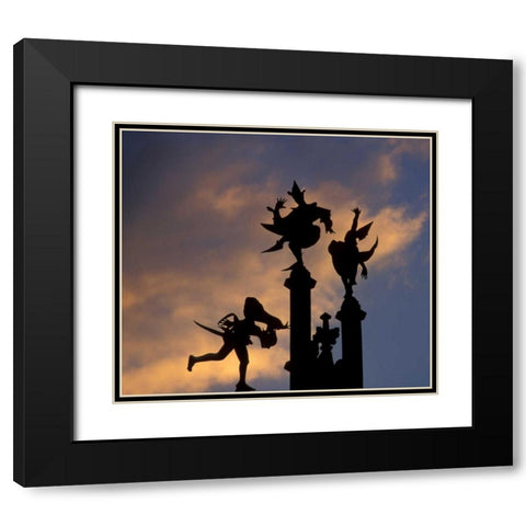 Belgium, Ghent Silhouette of stone figures Black Modern Wood Framed Art Print with Double Matting by Young, Bill