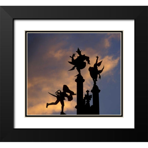 Belgium, Ghent Silhouette of stone figures Black Modern Wood Framed Art Print with Double Matting by Young, Bill