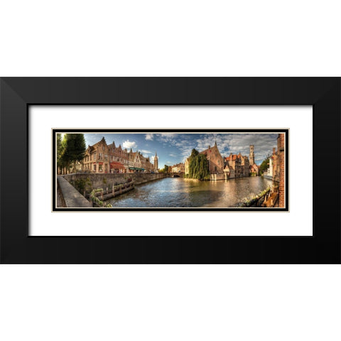 Main canal in Bruges-Belgium Black Modern Wood Framed Art Print with Double Matting by Steve Mohlenkamp