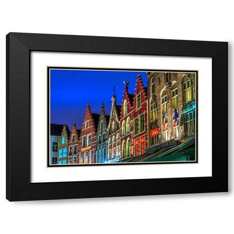 Architectural rooftops in the city center in Bruges-Belgium Black Modern Wood Framed Art Print with Double Matting by Steve Mohlenkamp