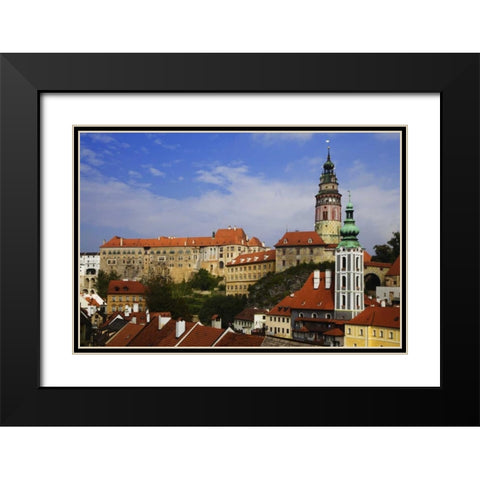 Czech Republic Cesky Krumlov Castle in townscape Black Modern Wood Framed Art Print with Double Matting by Flaherty, Dennis