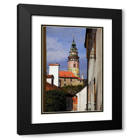 Czech Republic, Cesky Krumlov and Chateau tower Black Modern Wood Framed Art Print with Double Matting by Flaherty, Dennis