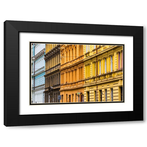 Europe-Czech Republic-Prague-Facade of colorful buildings Black Modern Wood Framed Art Print with Double Matting by Jaynes Gallery