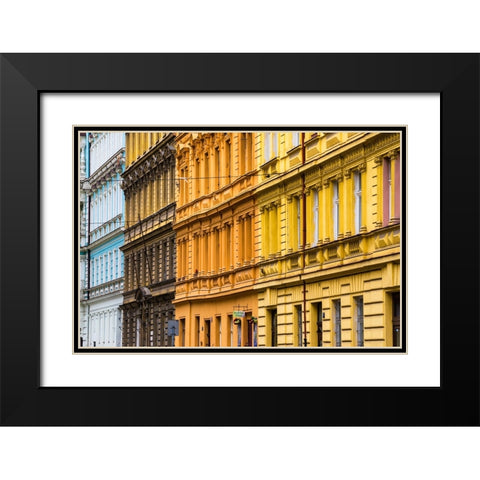 Europe-Czech Republic-Prague-Facade of colorful buildings Black Modern Wood Framed Art Print with Double Matting by Jaynes Gallery
