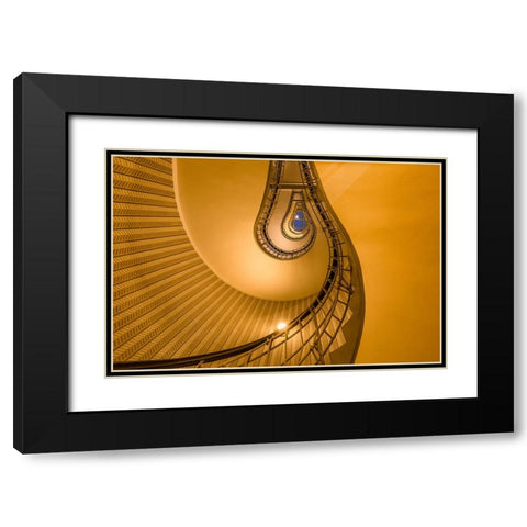 Europe-Czech Republic-Prague-Spiral staircase in House of the Black Madonna Black Modern Wood Framed Art Print with Double Matting by Jaynes Gallery