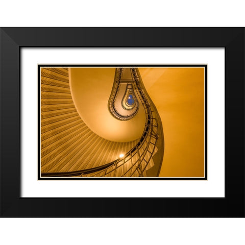 Europe-Czech Republic-Prague-Spiral staircase in House of the Black Madonna Black Modern Wood Framed Art Print with Double Matting by Jaynes Gallery