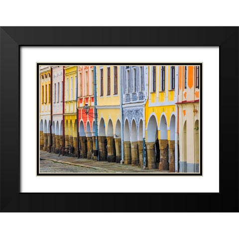 Europe-Czech Republic-Telc-Colorful row of buildings Black Modern Wood Framed Art Print with Double Matting by Jaynes Gallery