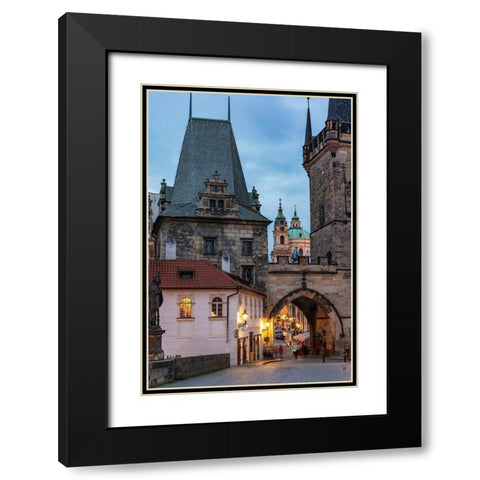 Arch of Lesser Town Bridge Tower on Charles Bridge with St Nicholas Church in Prague-Czech Republic Black Modern Wood Framed Art Print with Double Matting by Haney, Chuck