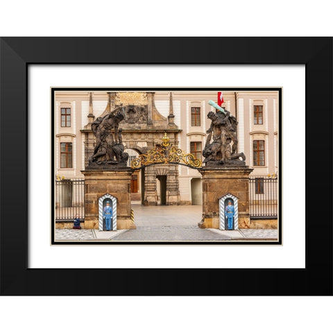 Prague-Czech Republic-The Matthias Gate at Prague Castle-with guards Black Modern Wood Framed Art Print with Double Matting by Haseltine, Tom