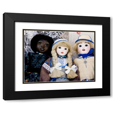 Finland, Helsinki Dolls at an outdoor market Black Modern Wood Framed Art Print with Double Matting by Ross, Nancy ,  Steve