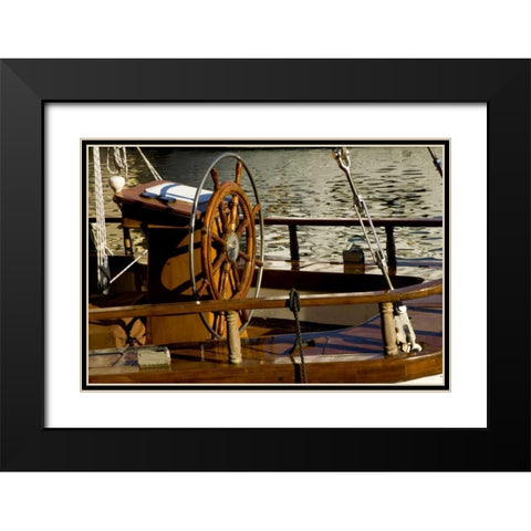 Finland, Helsinki Detail of sailboats helm Black Modern Wood Framed Art Print with Double Matting by Ross, Nancy ,  Steve