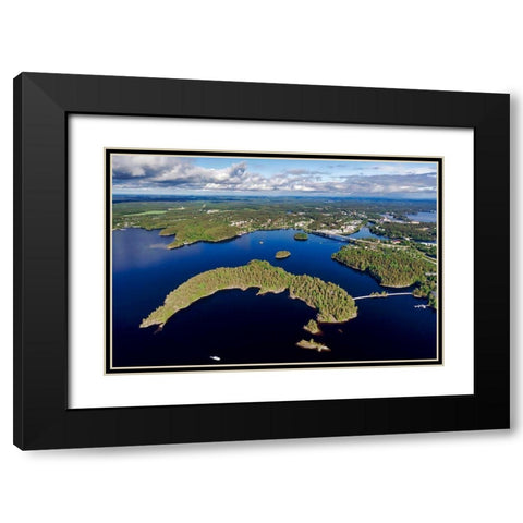 Finlandia-Savonlinna-aerial view of the city of Savonlinna Black Modern Wood Framed Art Print with Double Matting by Molinari, Michele