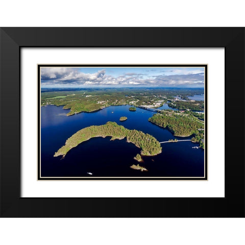 Finlandia-Savonlinna-aerial view of the city of Savonlinna Black Modern Wood Framed Art Print with Double Matting by Molinari, Michele