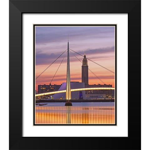 Bassin du Commerce bridge-Le Havre-France Black Modern Wood Framed Art Print with Double Matting by Bartel, Alex